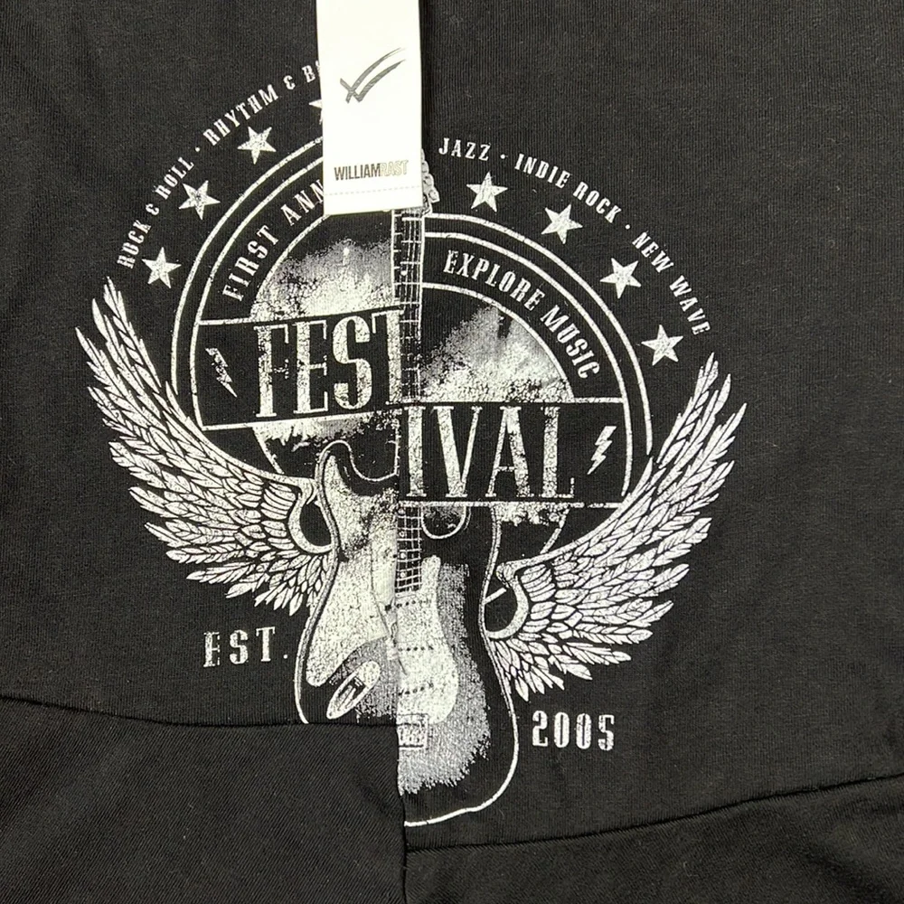 William Rast Black & White Offset Graphic Sweatshirt Tee Juniors Size XS - Picture 3 of 7